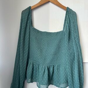 American Eagle Teal Smocked Women's Top